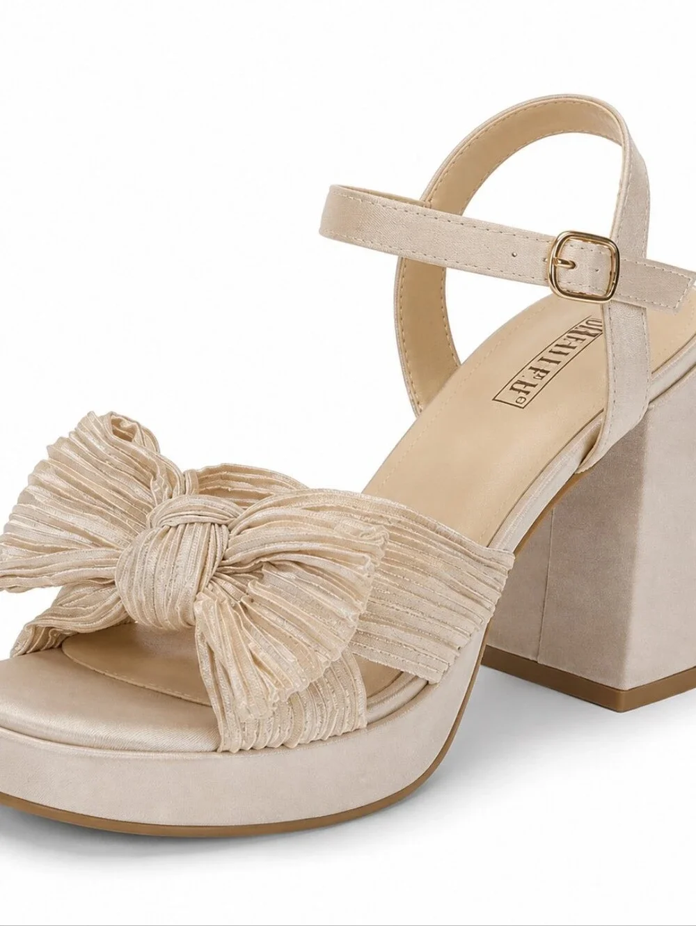 IDIFU Nude Satin Platform Block Heel Sandals – Original Box – Size 9 – New
